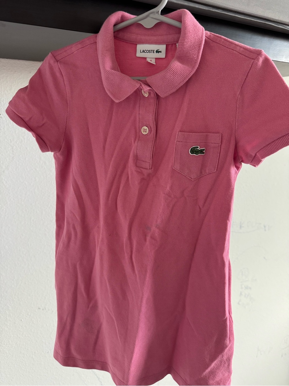 Lacoste Pink Girls' Polo Dress with Chest Pocket Logo